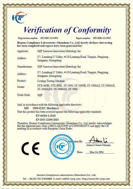 China Hoyamo and Sinowon Inc certification